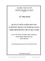 quản lý chất lượng đào tạo ở trường trung cấp nghề tỉnh hà giang theo định hướng chuẩn hóa nghề