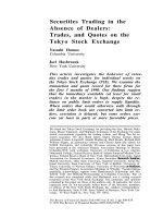 Securities Trading in the Absence of Dealers:Trades, and Quotes on the Tokyo Stock Exchange
