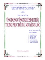 Ứng dụng Công Nghệ sinh thái phục hồi tài nguyên nước