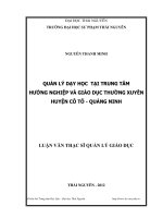 quản lý dạy học tại trung tâm hướng nghiệp và giáo dục thường xuyên huyện cô tô - quảng ninh