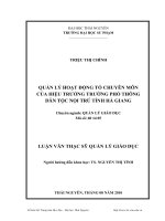 quản lý hoạt động tổ chuyên môn của hiệu trưởng trường phổ thông dân tộc nội trú tỉnh hà giang