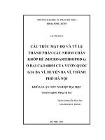 Cấu trúc mật độ và tỷ lệ thành phần các nhóm chân khớp bé (Microarthropoda) ở đai cao 600m của vườn Quốc gia Ba Vì, huyện Ba Vì, thành phố Hà Nội