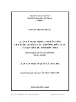 quản lý hoạt động chuyên môn của hiệu trưởng các trường mầm non huyện tiên du tỉnh bắc ninh