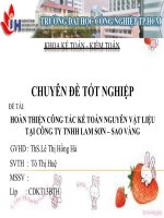 bài số 3 hoàn thiện công tác kế toán nguyên vật liệu tại công ty tnhh lam sơn – sao vàng