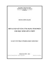 rèn luyện kỹ năng ứng dụng tích phân cho học sinh lớp 12 trung học phổ thông