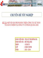 bài số 2 một số giải pháp hoàn thiện công tác kế toán tài sản cố định tại công ty cổ phần quang anh