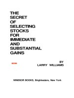 larry williams - the secret of selecting stocks for immediate and substantial gains