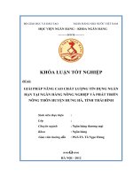 giải pháp nâng cao chất lượng tín dụng ngắn hạn tại ngân hàng nông nghiệp và phát triển nông thôn huyện hưng hà, tỉnh thái bình