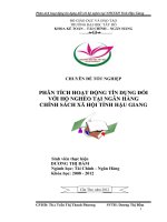 phân tích hoạt động tín dụng đối với hộ nghèo tại nhcsxh tỉnh hậu giang