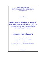 Nghiên cứu giải pháp kinh tế và kỹ thuật giảm thiểu rủi ro thuốc bảo vệ thực vật trong sản xuất rau tại một số tỉnh đồng bằng Sông Hồng