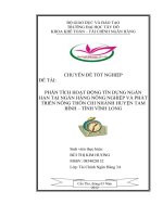 phân tích hoạt động tín dụng ngắn hạn tại nhno & ptnt chi nhánh huyện tam bình tỉnh vĩnh long