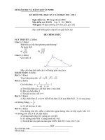 Đề kiểm tra HKI môn Toán 9 NH 2011-2012 (Sở GDĐT Tây Ninh)