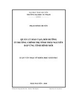 quản lý đào tạo, bồi dưỡng ở trường chính trị tỉnh thái nguyên đáp ứng tình hình mới