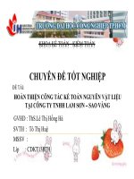 bài số 3 hoàn thiện công tác kế toán nguyên vật liệu tại công ty tnhh lam sơn – sao vàng