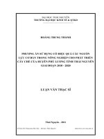 Phương án sử dụng có hiệu quả các nguồn lực cơ bản trong Nông nghiệp cho phát triển cây chè của huyện Phú Lương tỉnh Thái Nguyên giai đoạn 2010 - 2020