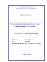 Nghiên cứu mô hình quản lý tự chủ tại viện khoa học kỹ thuật nông lâm nghiệp miền núi phía bắc