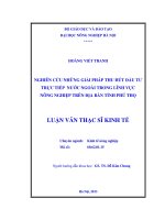 Nghiên cứu những giải pháp thu hút đầu tư trực tiếp nước ngoài trong lĩnh vực nông nghiệp trên địa bàn tỉnh phú thọ