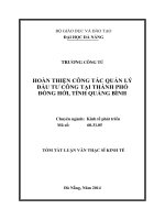 hoàn thiện công tác quản lý đầu tư công tại thành phố đồng hới, tỉnh quảng bình.