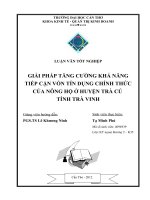 giải pháp tăng cường khả năng tiếp cận vốn tín dụng chính thức của nông hộ ở huyện trà cú tỉnh trà vinh