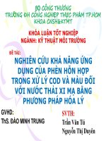 NGHIÊN cứu KHẢ NĂNG ỨNG DỤNG của PHÈN hỗn hợp TRONG xử lý COD và màu đối với nước THẢI XI mạ BẰNG PHƯƠNG PHÁP hóa lý