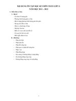 NỘI DUNG ÔN TẬP HỌC KÌ I MÔN TOÁN LỚP 11 NĂM HỌC 2011 – 2012