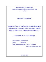 Nghiên cứu các thông số ảnh hưởng đến chất lượng làm việc của vòi phun thuốc bảo vệ thực vật thông dụng hiện nay