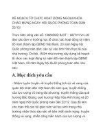 KẾ HOẠCH TỔ CHỨC HOẠT ĐỘNG NGOẠI KHÓA CHÀO MỪNG NGÀY 22 tháng 12