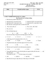 đề kiểm tra học kì 1 năm học 2011 - 2012