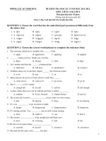 Đáp án Tiếng Anh 8 HKI năm học 2011-2012