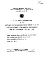 quản lý nguồn kinh phí trong đơn vị hành chính sự nghiệp của trường năng khiếu tdtt trà vinh
