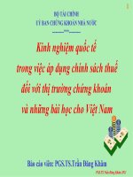 Kinh nghiệm quốc tế  trong việc áp dụng chính sách thuế đối với thị trường chứng khoán  và những bài học cho Việt Nam
