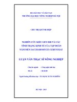 Nghiên cứu kiểu gen SSR và các tính trạng kinh tế của tập đoàn nấm men saccharomyces cerevisiae