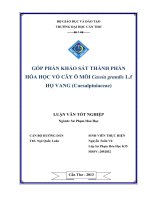 Góp phần khảo sát thành phần hóa học trong vỏ cây ô môi (CASSIA GRANDIS l ) họ vang (CAESALPINIACEAE)