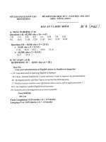 Đáp án Tiếng Anh 9 HKI năm học 2011-2012