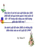 vai trò của Luật Giáo dục (GD) 2005 đối với quá trình quản lí nhà nước về GD – ĐT t