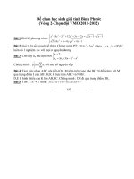 ĐỀ HSG TOÁN 12 BÌNH PHƯỚC V2  2011-2012