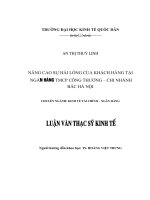 nâng cao sự hài lòng của khách hàng tại ngân hàng tmcp công thương - chi nhánh bắc hà nội