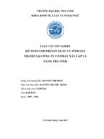 kế toán chi phí sản xuất và tính giá thành tại công ty cp xây lắp - xáng trà vinh