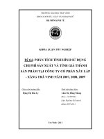 phân tích tình hình chi phí sản xuất và tính giá thành sản phẩm tại công ty xây lắp - xáng trà vinh
