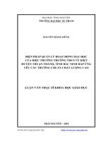 Biện pháp quản lý hoạt động dạy học của hiệu trưởng trường THCS Vũ Kiệt huyện Thuận Thành, tỉnh Bắc Ninh đáp ứng yêu cầu trường chuẩn chất lượng cao