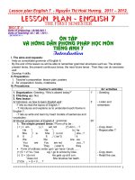 Giáo án :Anh văn lớp 7 chuẩn(Trường THCS:Nguyễn Bỉnh Khiêm) “Đắc Nông,Hoài Hương”