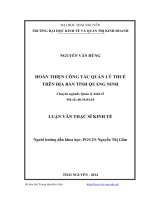 Hoàn thiện công tác quản lý thuế trên địa bàn tỉnh Quảng Ninh