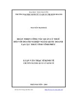 Hoàn thiện công tác quản lý thuế đối với doanh nghiệp ngoài quốc doanh tại Cục thuế tỉnh Vĩnh Phúc