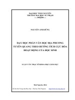 Dạy học phần văn học địa phương Tuyên Quang theo hướng tích cực hóa hoạt động của học sinh