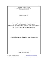 Tổ chức giáo dục kỹ năng sống cho học sinh trường Trung học Phổ Thông huyện Hà Quảng, tỉnh Cao Bằng