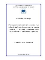 ỨNG DỤNG MÔ HÌNH BINARY LOGISTIC VÀO PHÂN TÍCH RỦI RO TÍN DỤNG DOANH NGHIỆP TẠI CÔNG TY CHO THUÊ TÀI CHÍNH II NGÂN HÀNG ĐẦU TƯ VÀ PHÁT TRIỂN VIỆT NAM