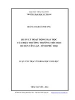 Quản lý hoạt động dạy học của hiệu trưởng trường tiểu học huyện Yên Lập tỉnh Phú Thọ