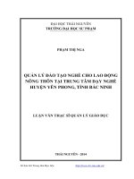 Quản lý đào tạo nghề cho lao động nông thôn tại Trung tâm dạy nghề huyện Yên Phong, tỉnh Bắc Ninh