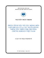 PHÂN TÍCH YẾU TỐ TÁC ĐỘNG ĐẾN LỢI NHUẬN CỦA CÁC NGÂN HÀNG NIÊM YẾT TRÊN THỊ TRƯỜNG CHỨNG KHOÁN VIỆT NAM