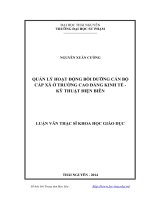 Quản lý hoạt động bồi dưỡng cán bộ cấp xã ở trường Cao đẳng Kinh tế Kỹ thuật Điện Biên